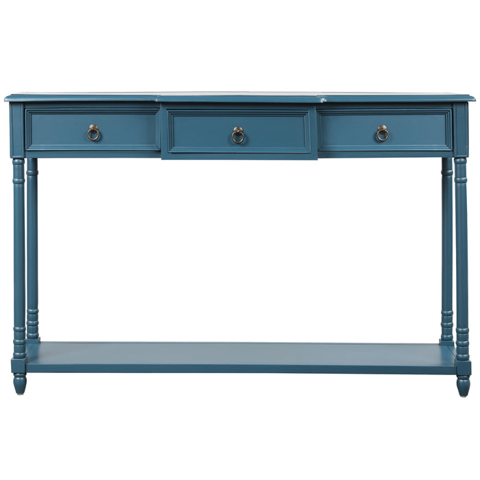 Console Table  with Drawers - Antique Navy