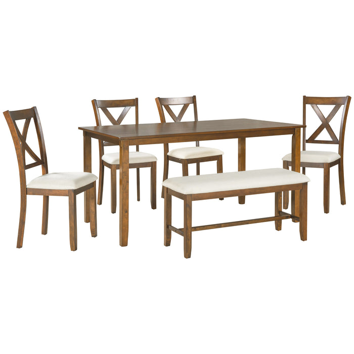 6-Piece Kitchen Dining Table Set - Natural Cherry