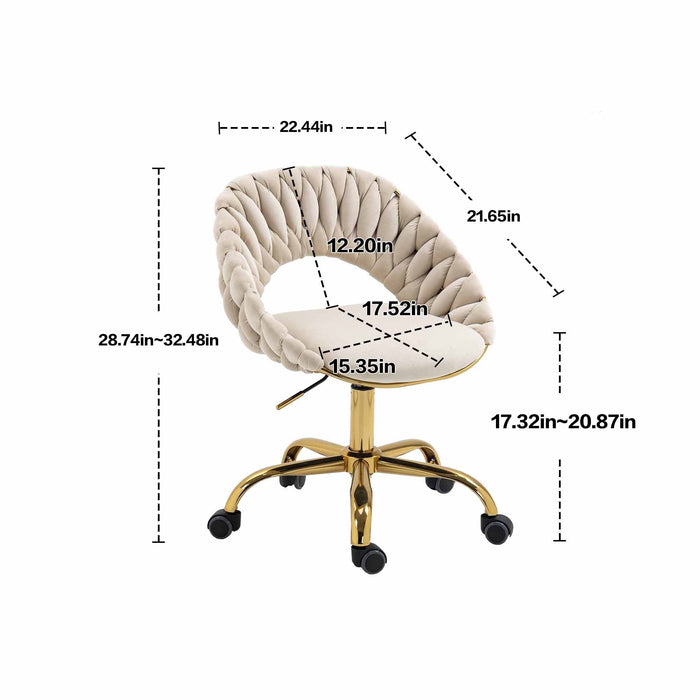 Adjustable Office Swivel Chair - Ivory