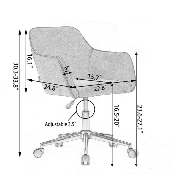 Modern VelvetHome Office Chair - Yellow