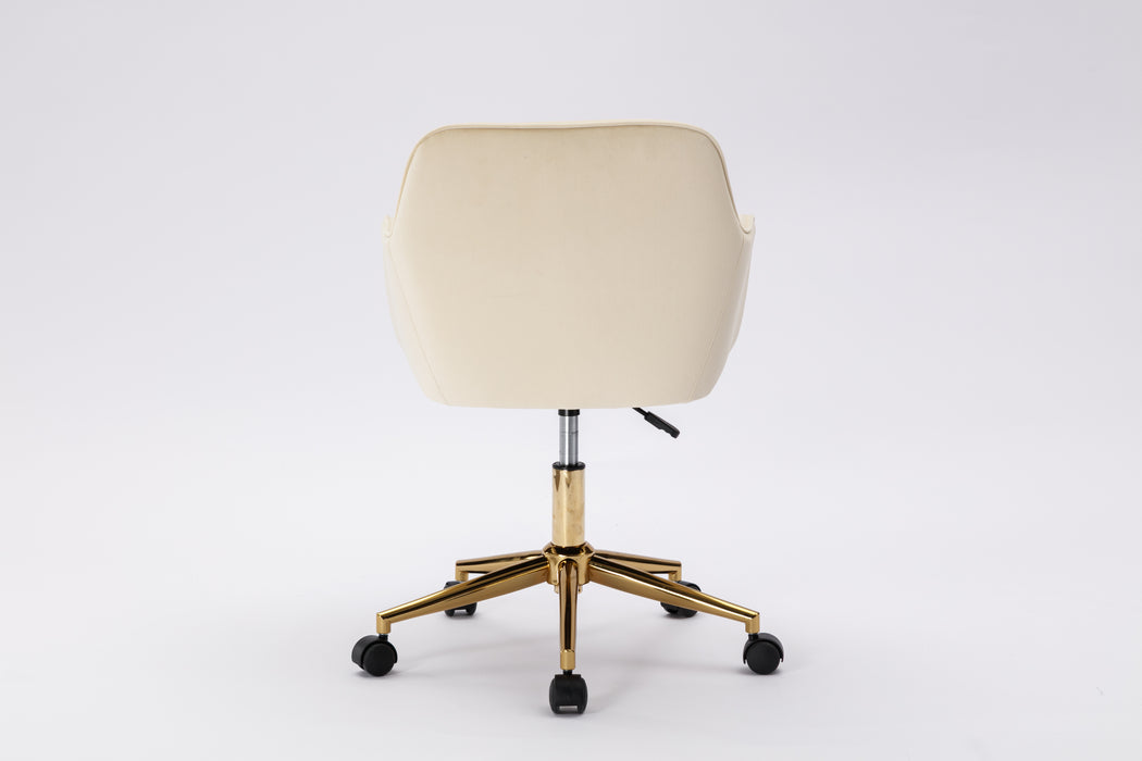 Modern Velvet Home Office Chair - Beige