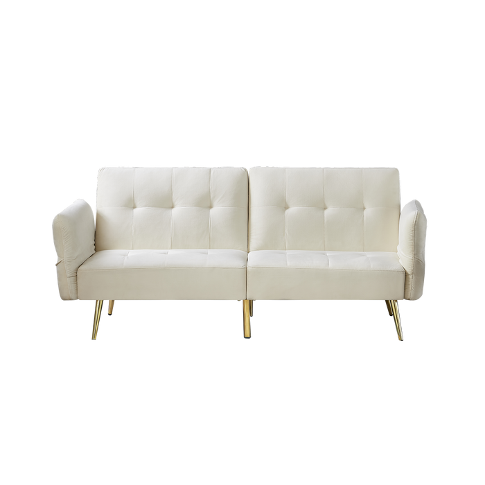 Italian Velvet Futon Sofa Bed - Beige