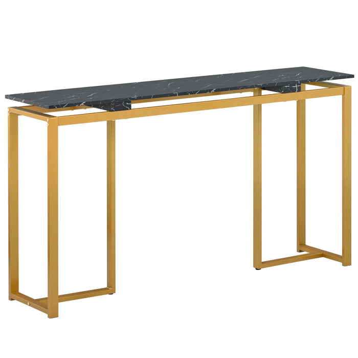 Modern Console Entryway Table for Entryway, Hallway, Living Room - Golden + Black