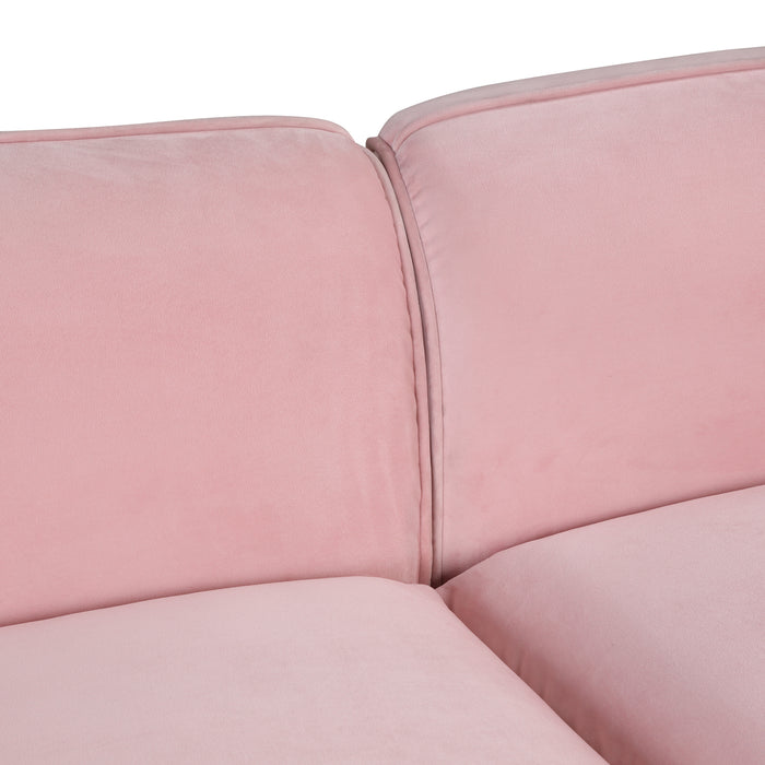 2 Piece Velvet Upholstered Sofa Sets, Pink