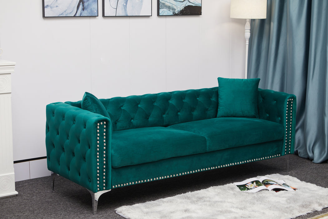 Velvet Sofa includes 2 pillows - Green