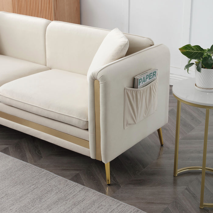 59” Modern Upholstered Velvet Loveseat - Beige