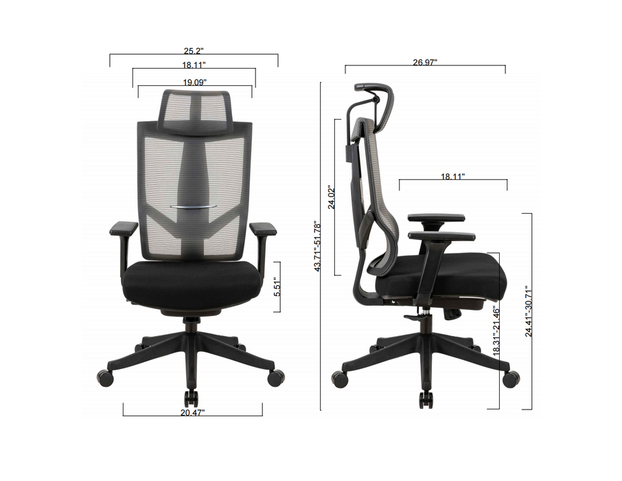 Excusive office chair with headrest and 2D armrest