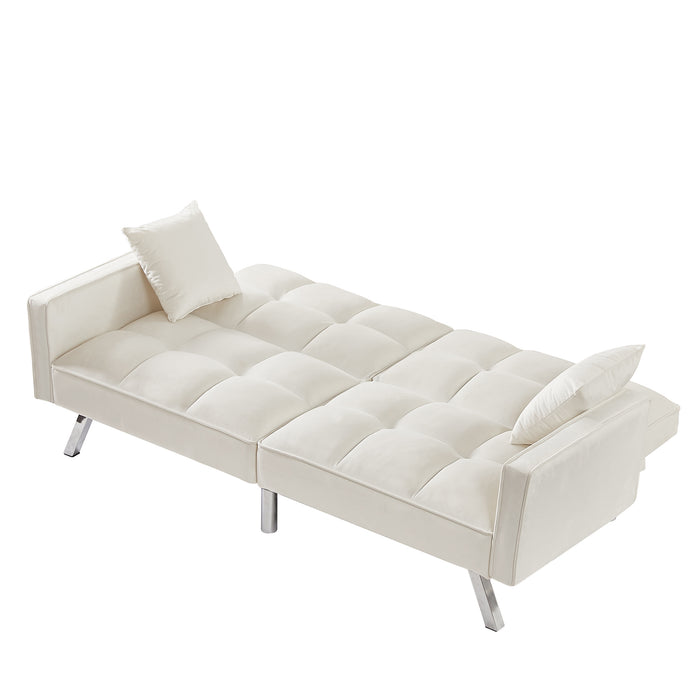 Velvet Sofa Couch Bed - White