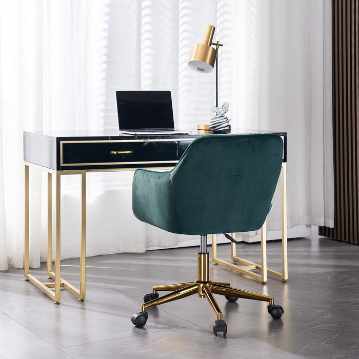 Modern Velvet Home Office Chair - Dark Green