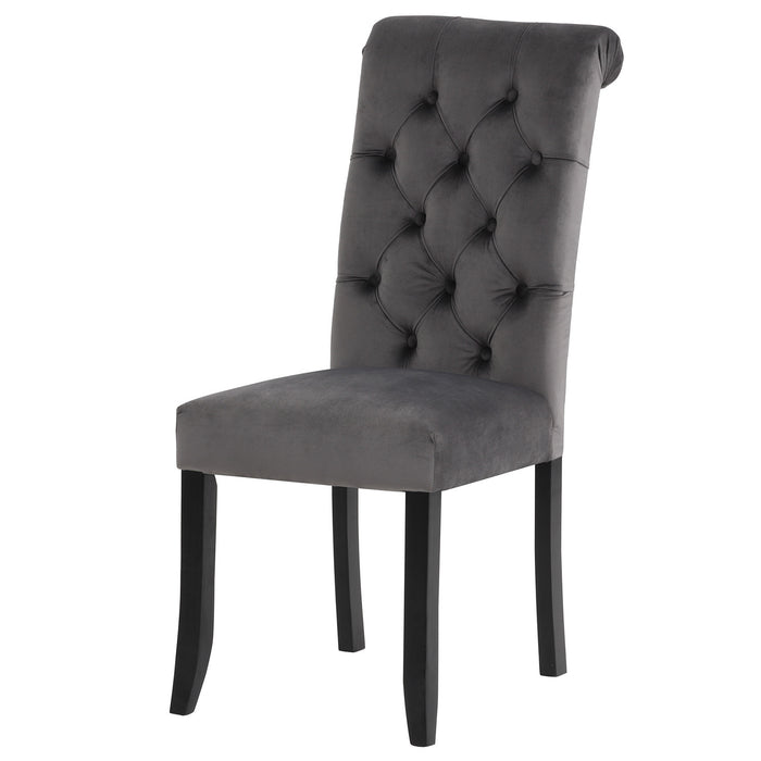 Tufted Dining Chair with Wooden Legs - Set of 2