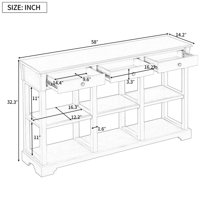 Retro Console Table/Sideboard with Ample Storage - Espresso