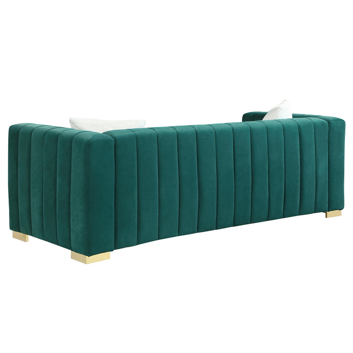 Modern Channel Chesterfield Sofa - Dark Green