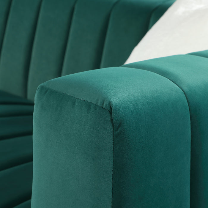 Modern Channel Chesterfield Sofa - Dark Green