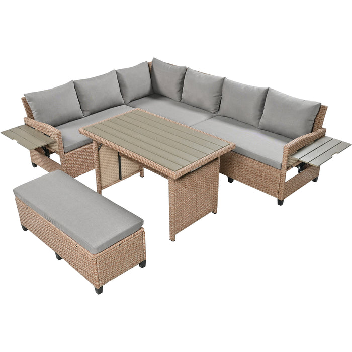 5-Piece Outdoor Patio Set - Brown