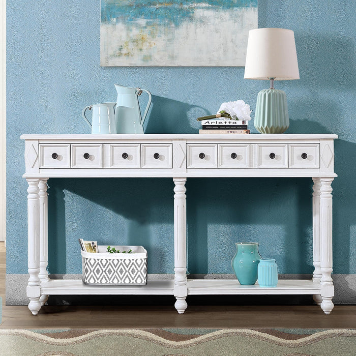 Retro Console Entryway Table - Antique White