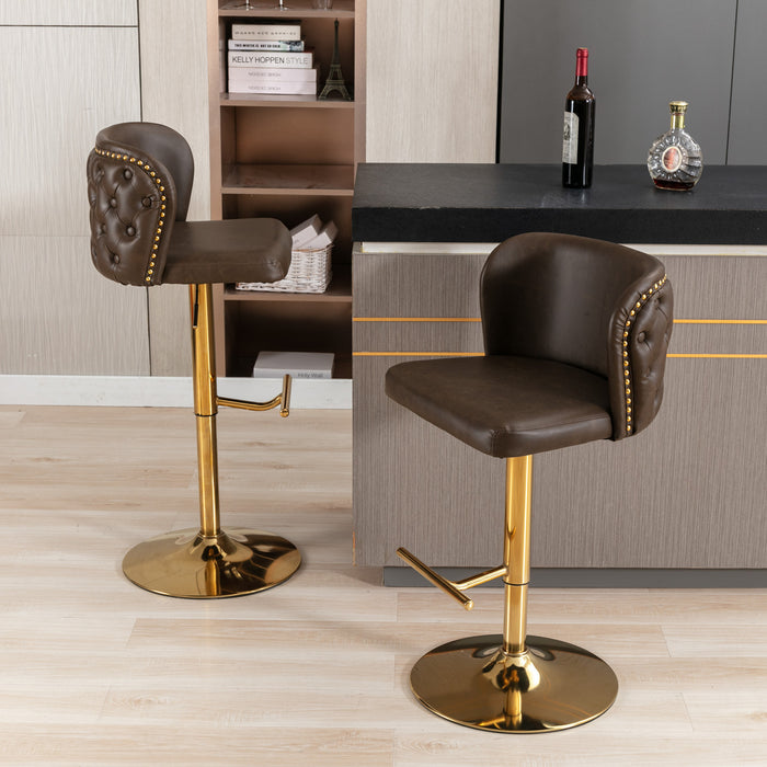 Swivel Barstools, Brown (Set of 2）