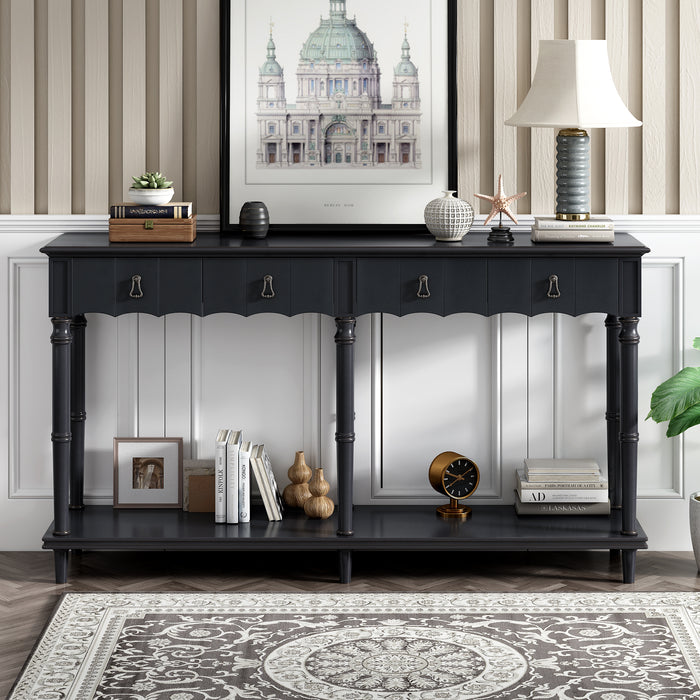 Country Console Table for Hallway - Antique Black