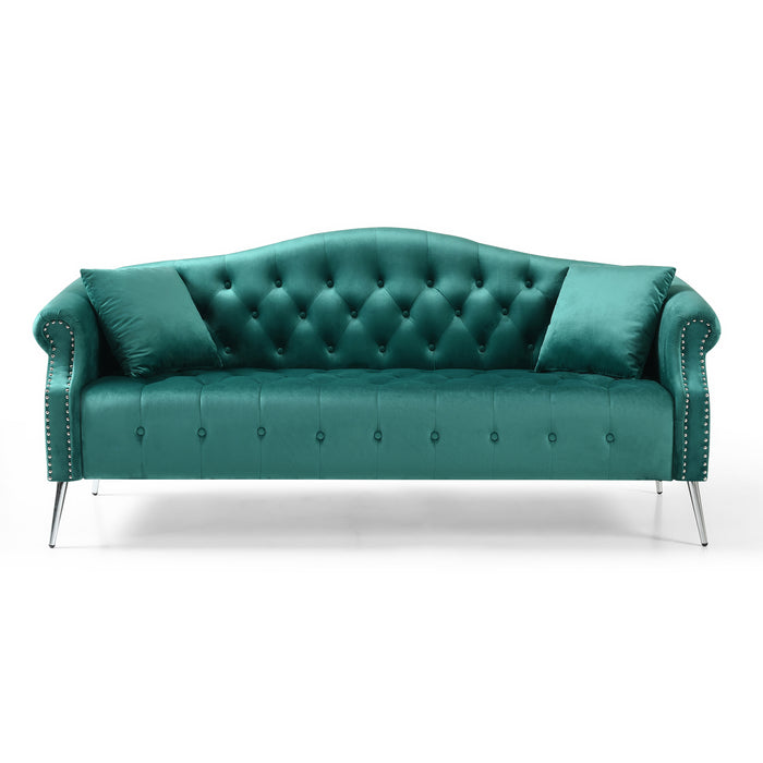 Classic Chesterfield Velvet Sofa - Green