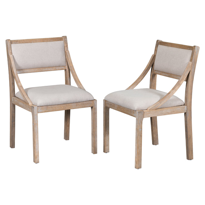 Retro Wood Dining Chairs Set of 2 (Natural Wood Wash)