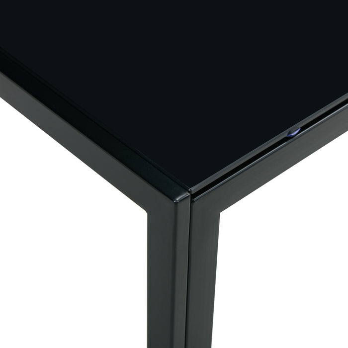 Coffee Table Set of 2, Square Modern Table with Tempered Glass Finish - Black