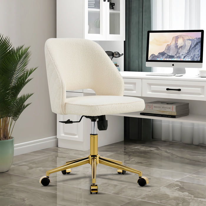 Modern Teddy Velvet Office Chairs, Adjustable 360 °Swivel - White