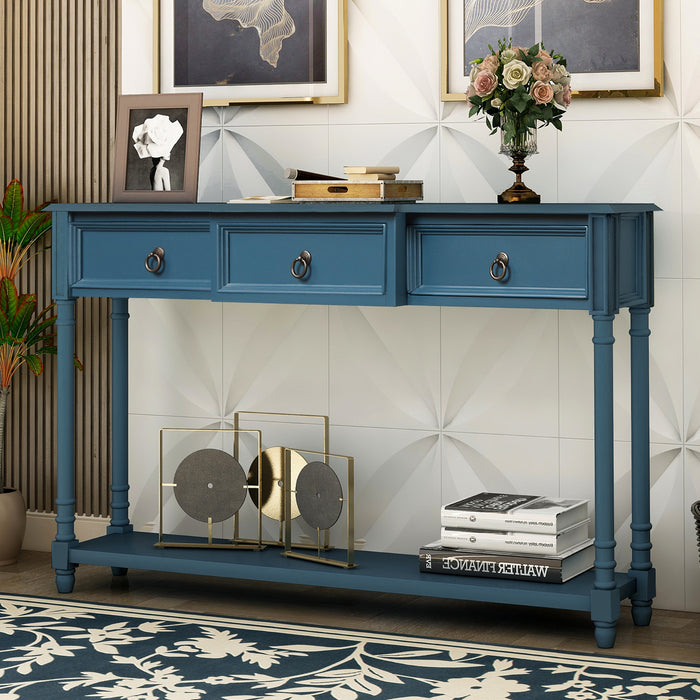 Console Table  with Drawers - Antique Navy