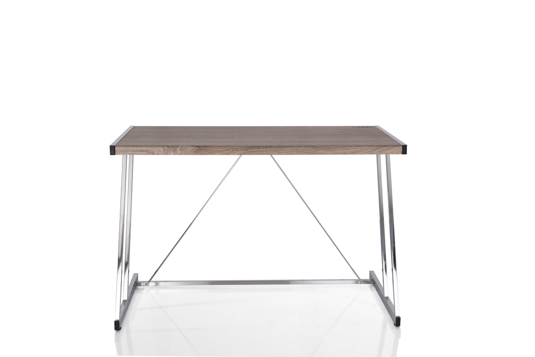 Finis Desk in Weathered Oak & Chrome