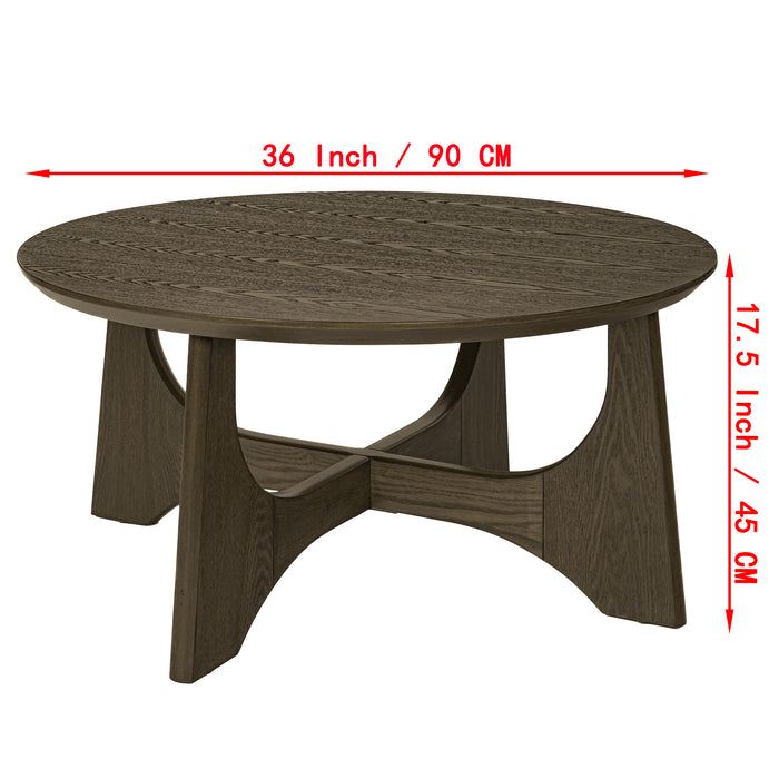 Round Wooden Coffee Tables for Living Room - Walnut