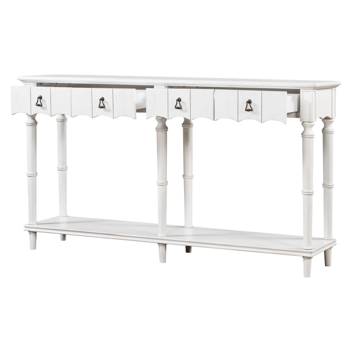 Country Console Table for Hallway - Antique White