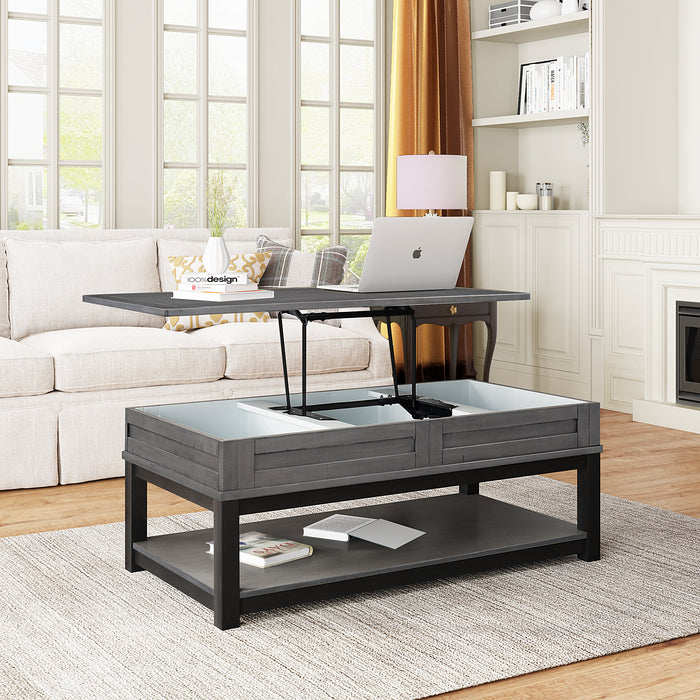 Lift Top Coffee Table with Inner Storage  Space and Shelf