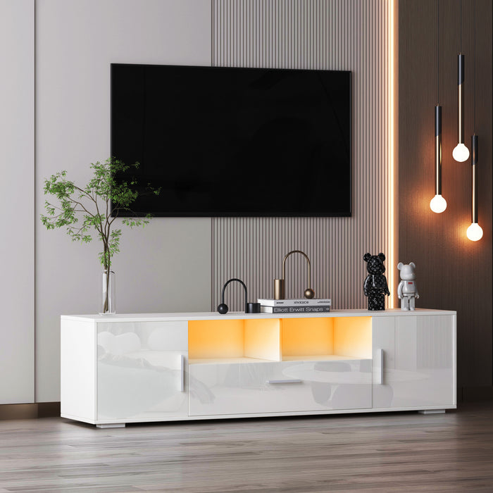 WHITE morden TV Stand, w/LED Lights