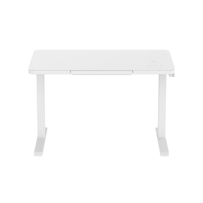 Glass tabletop standing desk - White