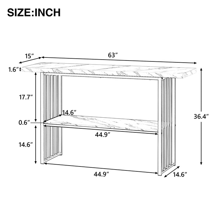 Modern Console Entryway Table Entryway, Hallway, Living Room - Pink + White