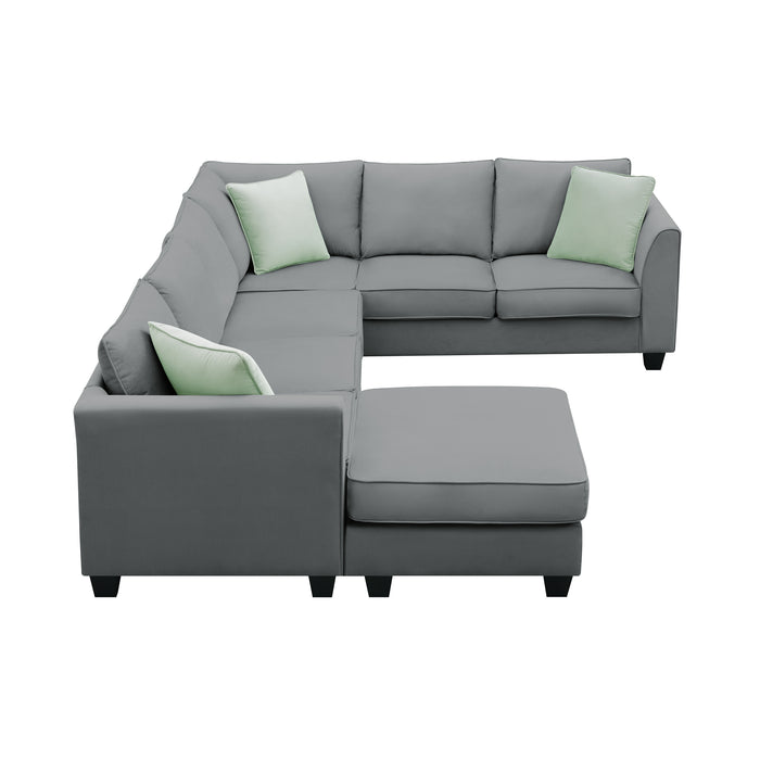 7 Seats Modular Sectional Sofa with Ottoman - Grey