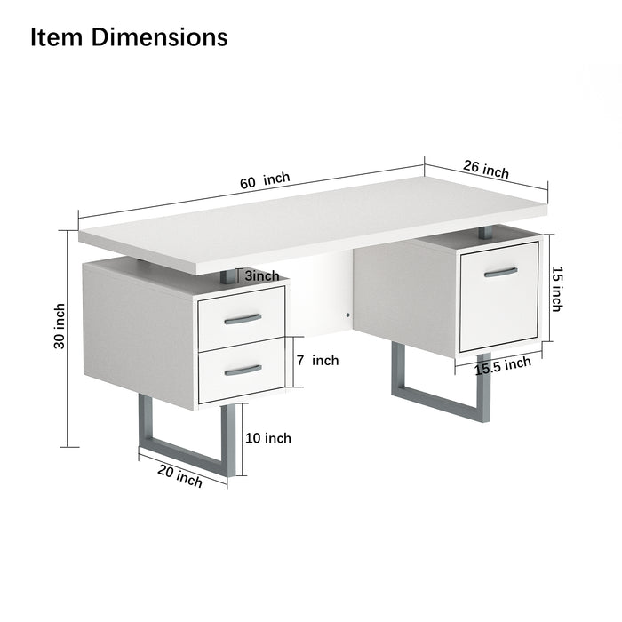 White Study Writing Home Office Desk