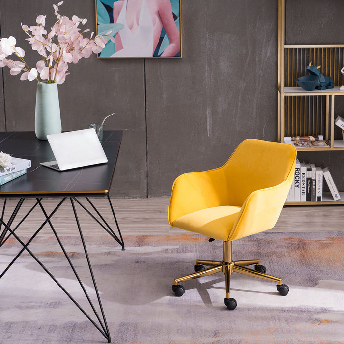 Modern VelvetHome Office Chair - Yellow