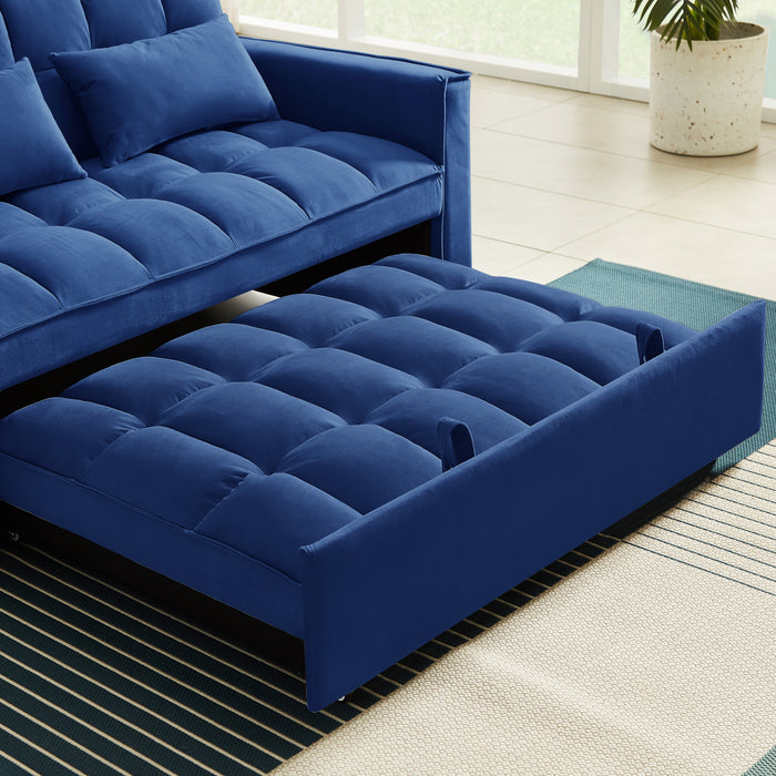 Modern Velvet Convertible Loveseat Sleeper - Blue