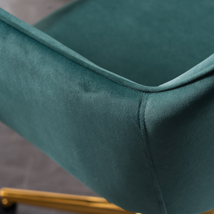 Modern Velvet Home Office Chair - Dark Green