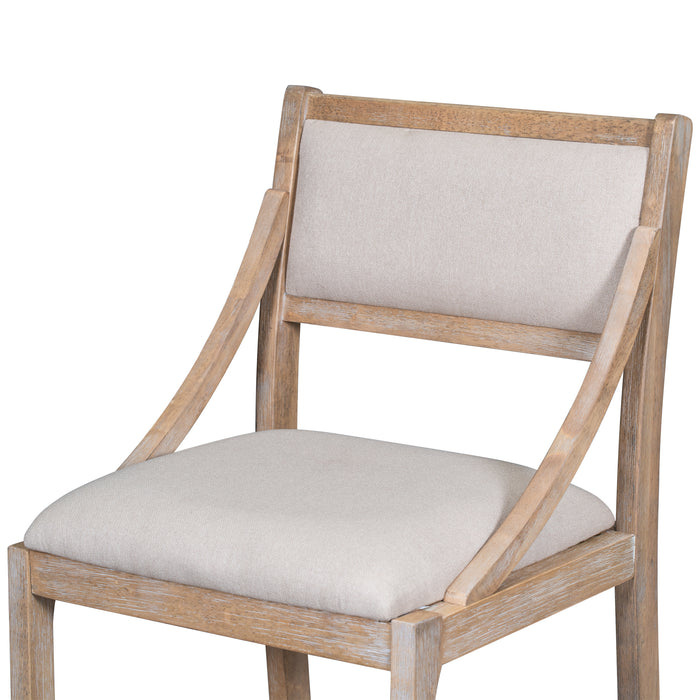 Retro Wood Dining Chairs Set of 2 (Natural Wood Wash)