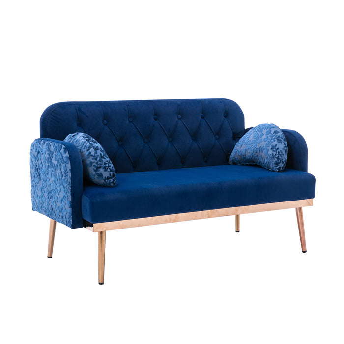 Modern Velvet  Sofa Futon - Navy