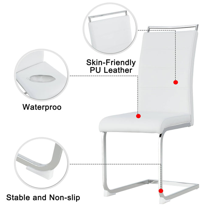 Modern Dining Chairs (Set of 2) ( White+PU)