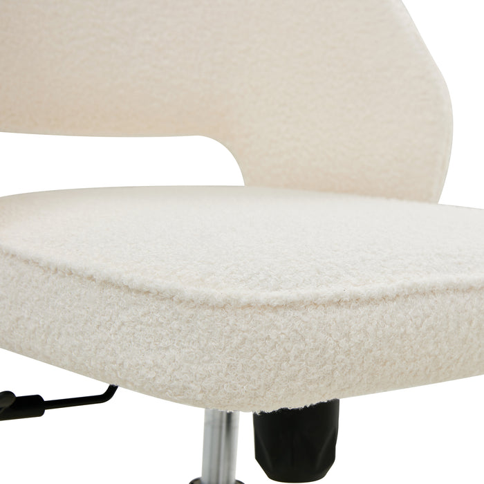 Modern Teddy Velvet Office Chairs, Adjustable 360 °Swivel - White