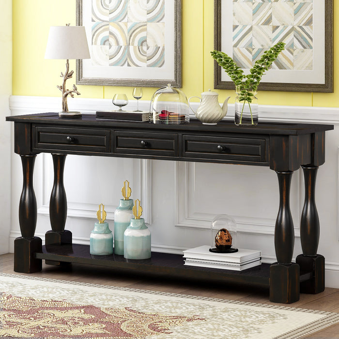 Console Table - Distressed Black