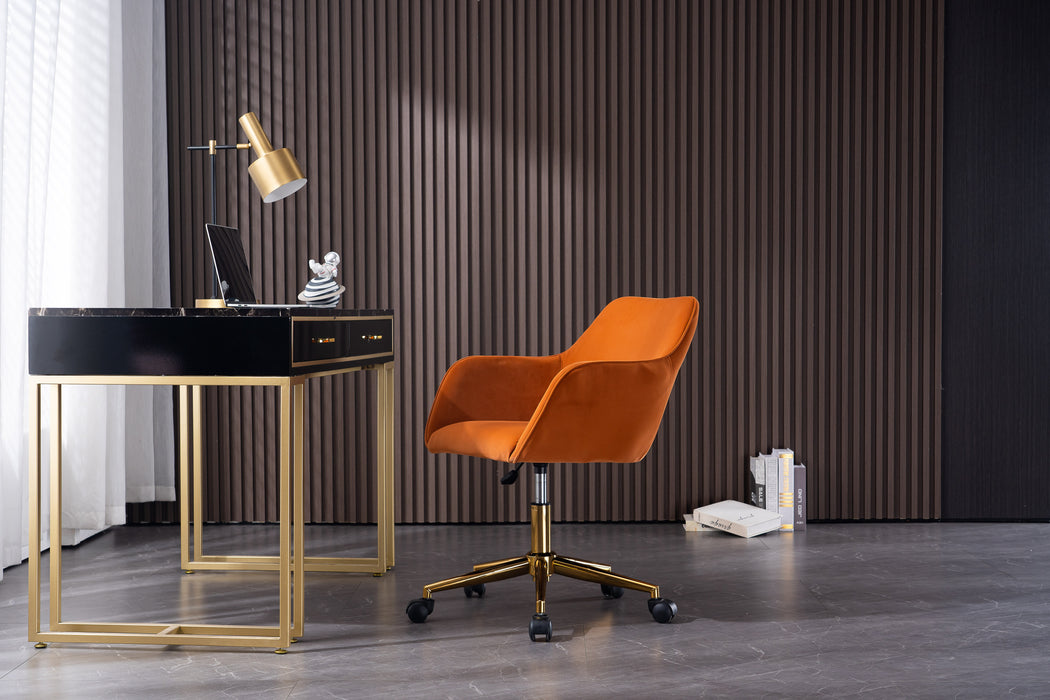 Modern Velvet Home Office Chair - Orange