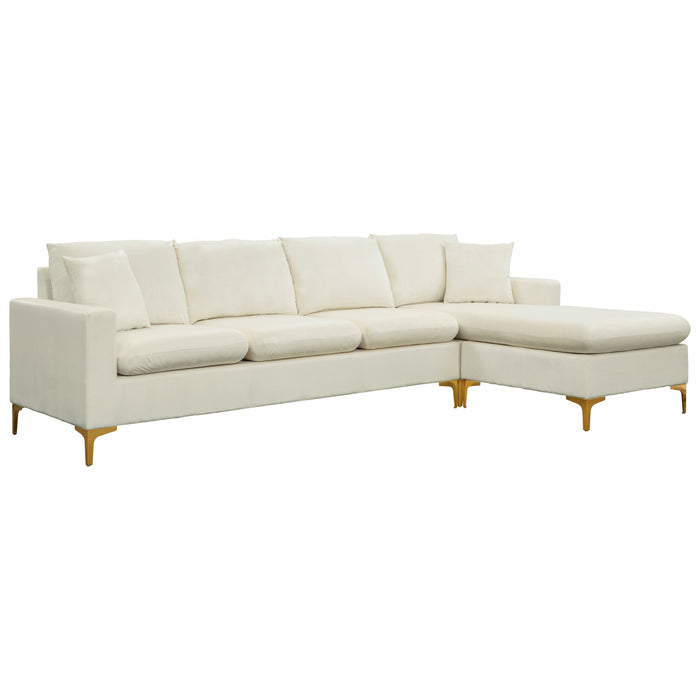 L-Shape Sectional Sofa with Ottoman -Cream