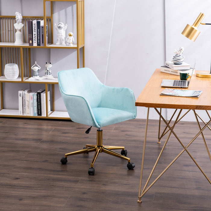 Modern Velvet Home Office Chair - light Blue