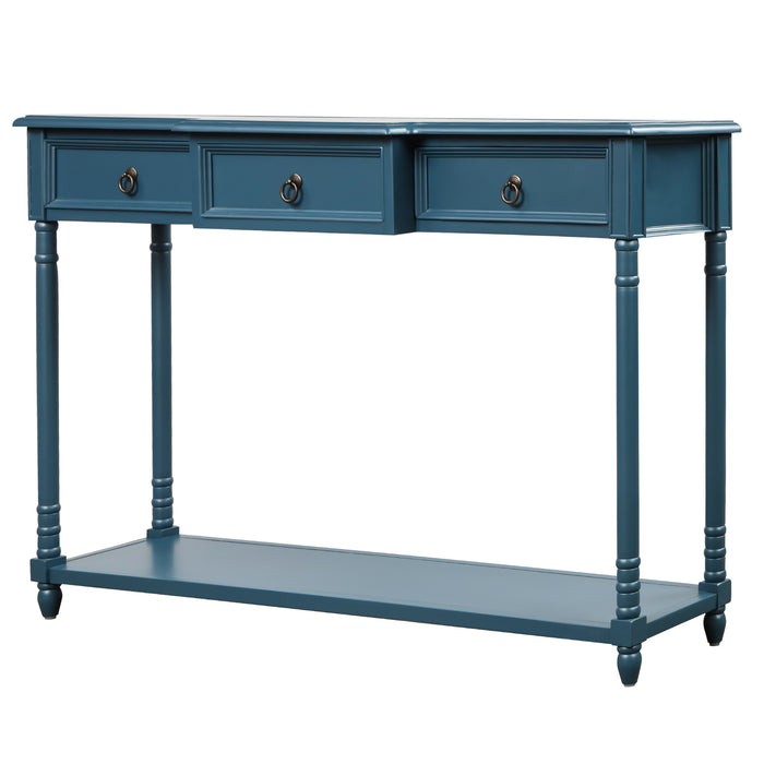 Console Table  with Drawers - Antique Navy