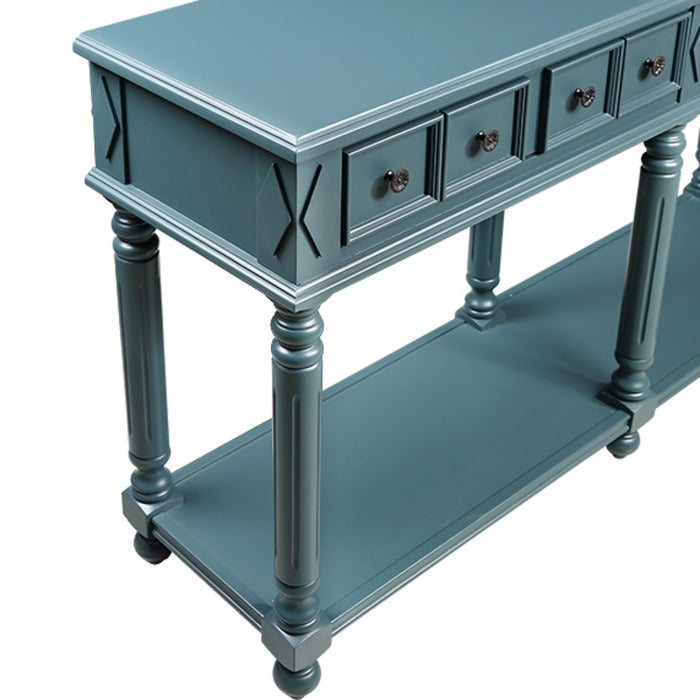 Retro Console Entryway Table - Dark Blue