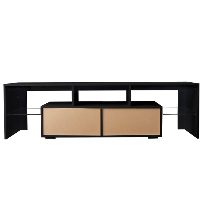 Modern Black TV Stand, w/Remote Control Lights