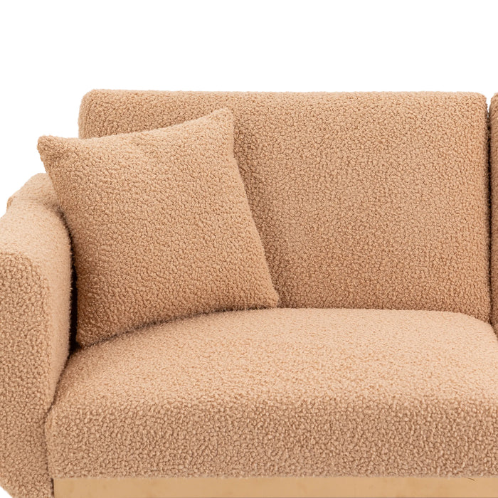 Modern  Velvet  Sofa Futon - Camel Teddy